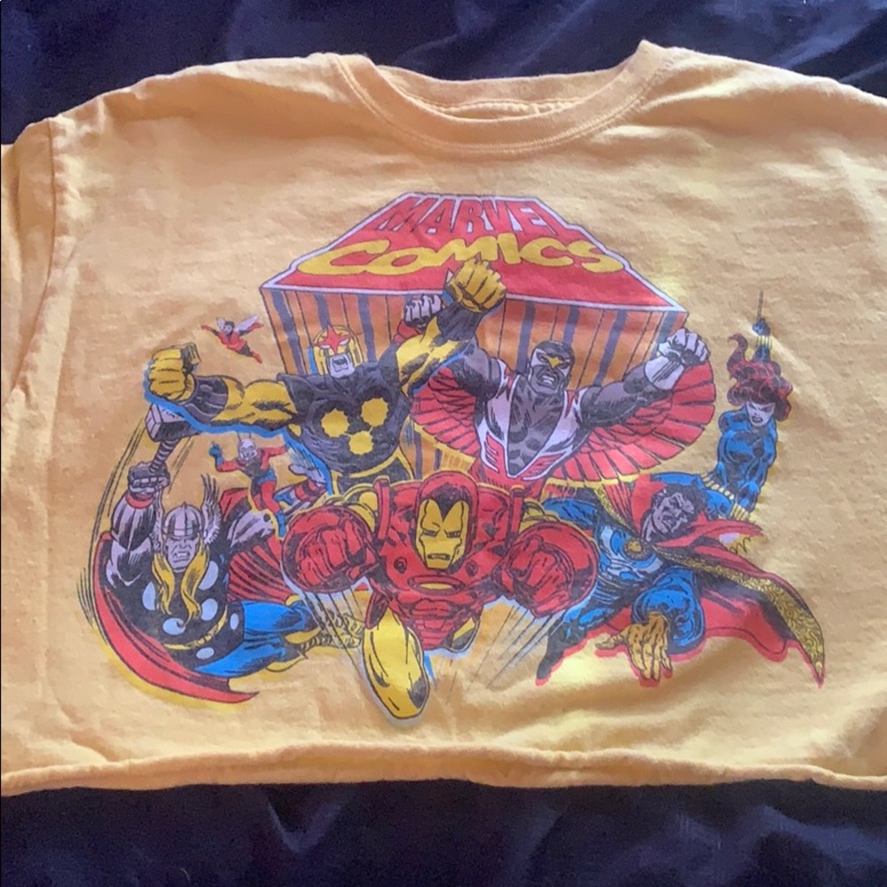 Marvel comics yellow crop top
